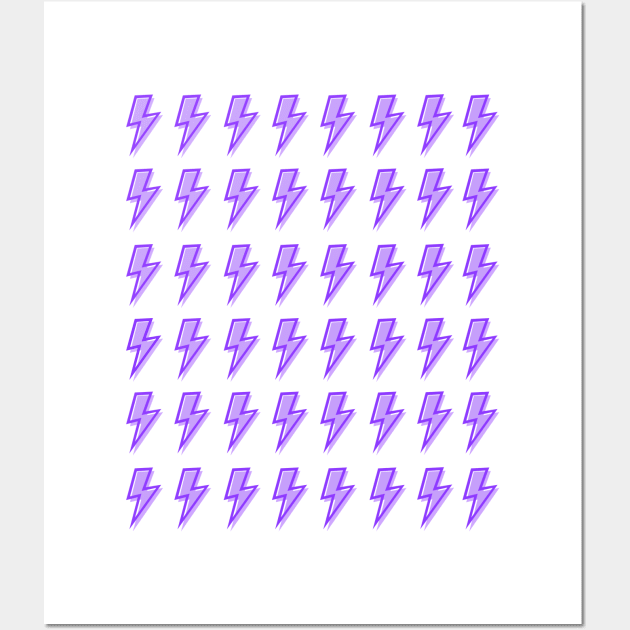 Purple Lightning Bolts Pattern Wall Art by OneThreeSix